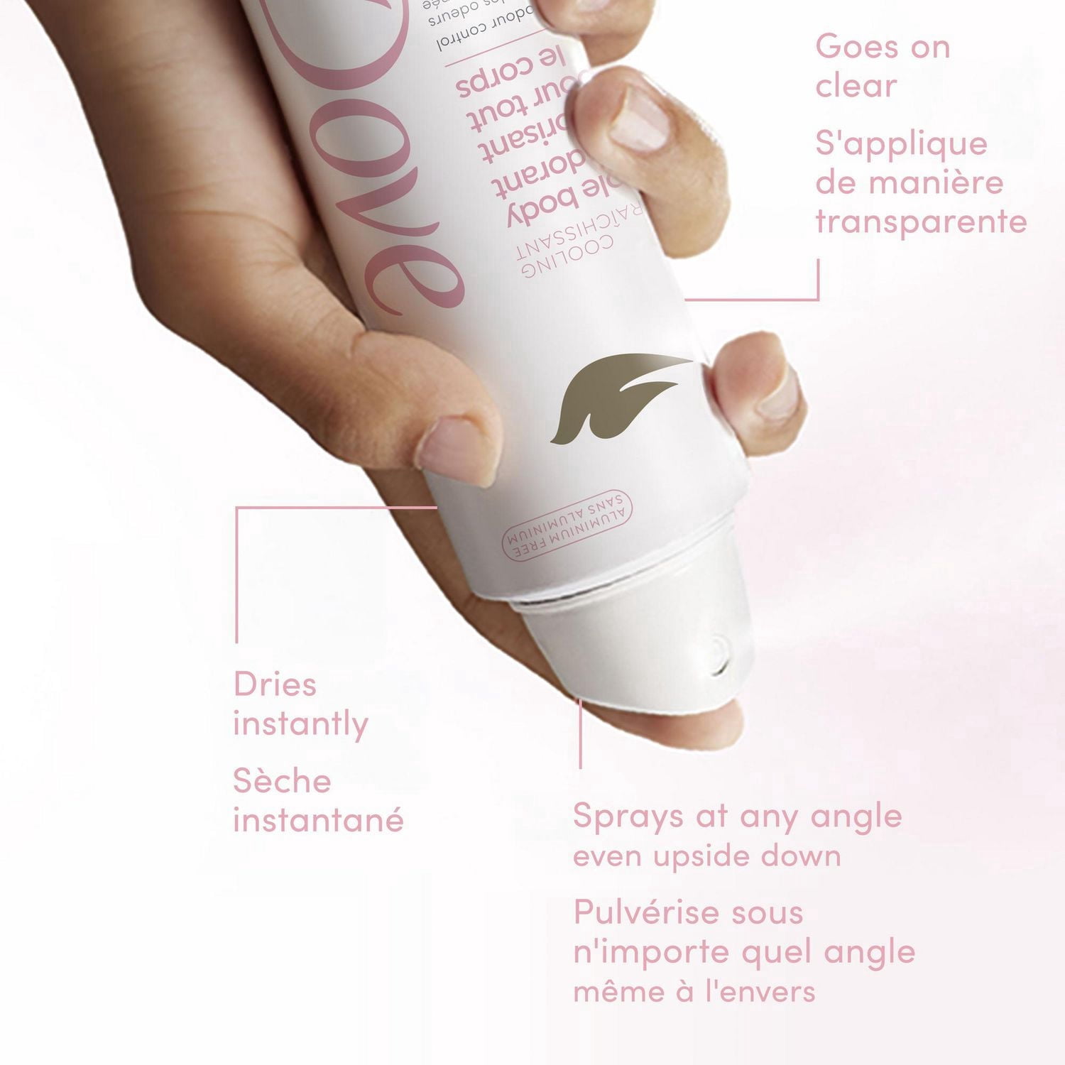 Dove Whole Body Deodorant Aluminum Free, Cooling Dry Spray Raspberry & Rose Scent