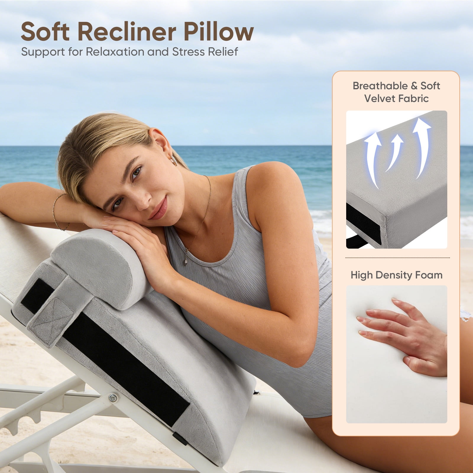 AMTPM Extra Large Recliner Leg Pillow, Adjustable Leg Rest Pillow with Detachable Support Pillow, Non-Slip Design for Recliners & Sofas