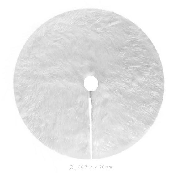 LEORX White Plush Christmas Tree Skirt for Holiday Decor Keeps Floors for Home or Office 78CM