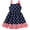 Blue Stars, variant on Girls Independence Day Dress Square Neck Bow Shoulder A-Line Flowy 4th of July Outfit for 6-7 Years, Red Stripes