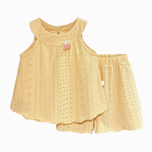 Tween Girls 11-13T 2PC Summer Outfit Set Fashion Cute Tank Top Casual Shorts Gibobby,11-12 Years,Yellow