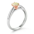 thumbnail image 3 of 925 Sterling Silver and 10K Rose Gold Prongs White Ethiopian Opal Solitaire Engagement Ring for Women (0.32 Cttw, Oval Cabochon 6X4MM, Gemstone Birthstone, Available in Size 5, 6, 7, 8, 9), 3 of 4