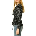 thumbnail image 5 of Allegra K Women's Ruffle V-Neck Blouse Floral Self Tie Wrap Peplum Top, 5 of 8