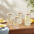 thumbnail image 2 of Just Feed Me by Jessie James Decker 4-Piece 18oz Embossed Lemon Can Sipper Tumbler with Straw Set, 2 of 9
