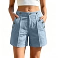 thumbnail image 2 of Omexry Maternity Shorts for Women Women's Summer Solid Color Casual Shorts with Pockets and Multiple Buttons Gray L, 2 of 6