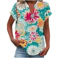 thumbnail image 2 of Jjayotai Womens Tops, Short Sleeve Shirts Dressy Casual, Henley V-Neck Summer Tops, Floral T-Shirts, Loose Fit Tunic Blouses, Golf Shirts for Women Plus Size Mint Green^ XXXXXL, 2 of 5