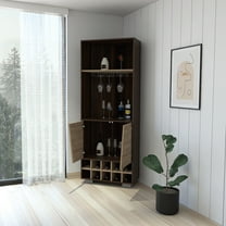 Newboti Furniture Paso Robles 10-Bottle 3-Shelf Corner Bar Cabinet Dark Oak and Pine 57145