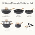 thumbnail image 2 of Juego de utensilios de cocina SODAY, granito negro, antiadherente, inducción, 12 unidades, 2 of 7