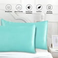 thumbnail image 2 of Fdelink Pillow Cases Silk Pillowcases 2 Pack for Hair and Skin Both Sides Proof Soft Breathable Smooth Silk Pillow Cover Green, 2 of 4