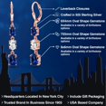 thumbnail image 2 of Gem Stone King 18K Rose Gold Plated Silver Blue Created Sapphire 3 Stone Dangle Earrings for Women (6.40 Cttw, Gemstone September Birthstone, Oval 8X6MM, 7X5MM and 6X4MM), 2 of 6