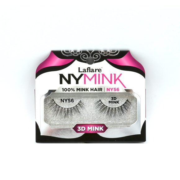 Pestañas de visón Laflare 3D NY pestañas de pelo de visón real, maquillaje de lujo, luz natural, variedad de moda, reutilizables, pestañas de pelo de visón real de varias capas (NY56)