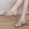 thumbnail image 6 of HNMKIU Women Sandals Comfortable Women's Slides with Floral Hollow Out Design for Daily Leisure Thick Sole Open Toe Footwear for Casual Outfits Summer Shoes Beige,5.5, 6 of 7