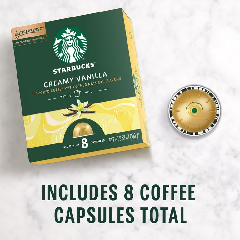 Starbucks By Nespresso Vertuo Line, Creamy Vanilla, Flavored Roast Nespresso Pods, 8 Count Starbucks By Nespresso Vertuo Line, Creamy Vanilla, Flavored Roast Nespresso Pods, 8 Count