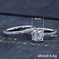 thumbnail image 2 of PERITANG 2pcs His and Hers Wedding Ring Sets Couples Engagement Rings Women and Men 925 Sterling Silver Square Cubic Zirconia Creative Shining, 2 of 4