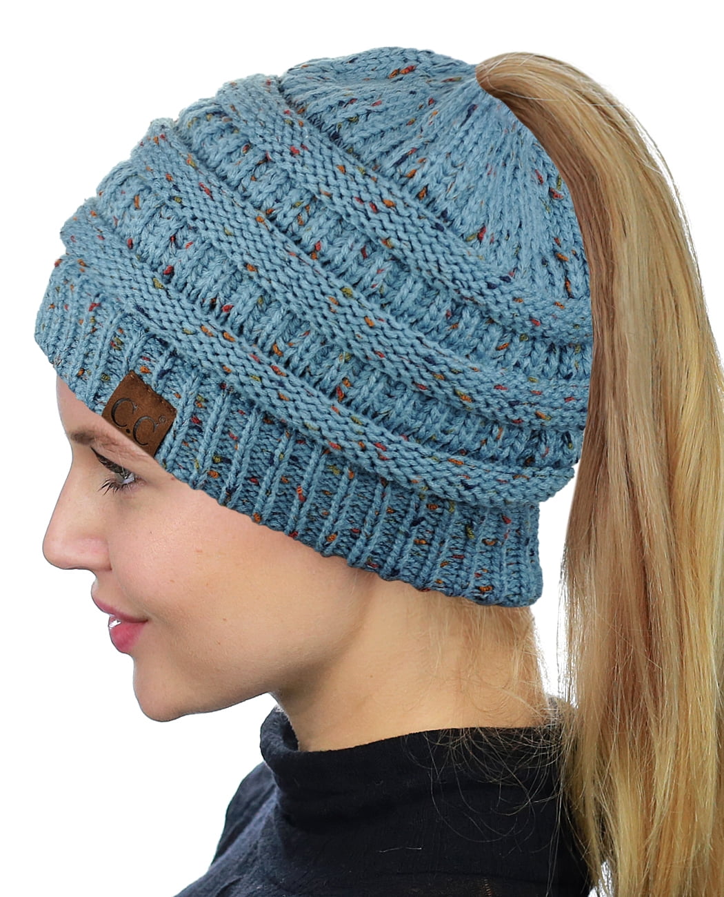 C.C BeanieTail Soft Stretch Cable Knit 