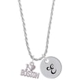 thumbnail image 1 of Delight Jewelry I 'Heart' Boston Silvertone Script Initial Disc - E - Charm Necklace, 20"+3", 1 of 4