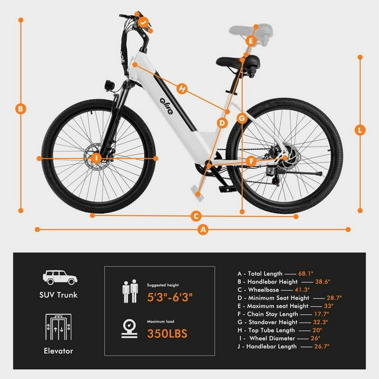 Qlife Electric Bike for Adults 26 Inch Step-Through 20MPH 2.1 Inch Tire 7  Speed Ebike White - Walmart.com