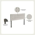 Castle Place Upholstered Button Tufted Linen Headboard, Light Grey