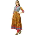 thumbnail image 4 of Bimba Women's Long Printed Cotton Anarkali Kurta Kurti Indian Ethnic Bollywood Dress Clothing, Multicolor, 4, 4 of 5