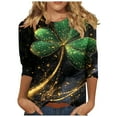 thumbnail image 2 of Odbmxy St Patty Day Shirts for Women Shamrock 3/4 Sleeve T Shirts for Women Trendy Casual Loose Everyday Breathable Tops,3XL, 2 of 5