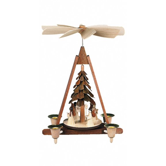 German christmas pyramid Angels, 4 figurines, height 30 cm / 12 inch, natural, original Erzgebirge by MĂĽller Seiffen MU 10312