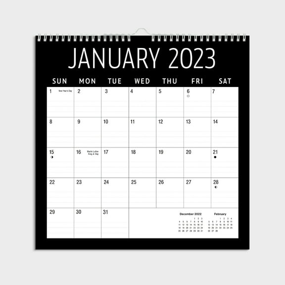 2023- 12 Month Calendar-Black Border-12x12 Spiral bound- by Pen + Gear