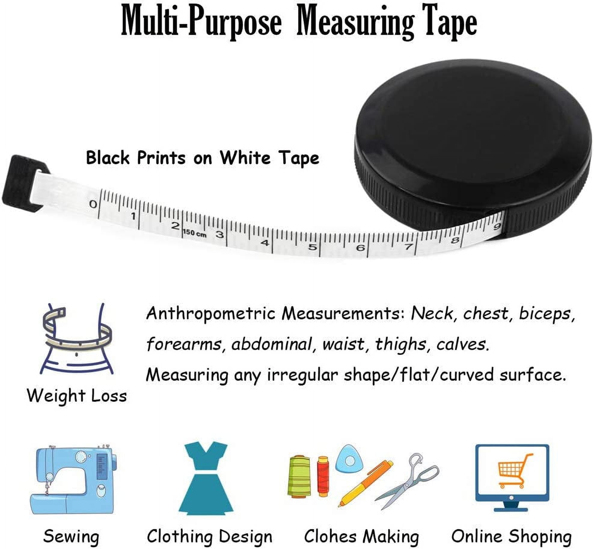 1.5 Meters Soft Tape Measure, Lightweight Black Measuring Ruler for Body  Height Waist Fabric Sewing, Body Cloth Tailor Craft Dieting Measuring Tape  