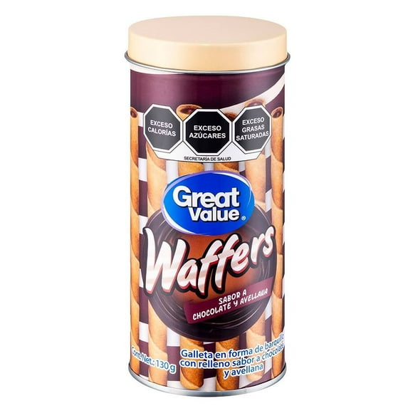Galletas Great Value waffers sabor a chocolate y avellana 130 g