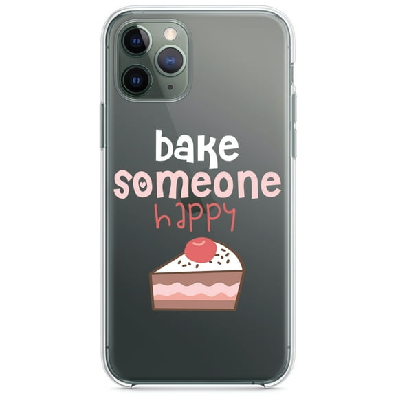 DistinctInk Clear Shockproof Hybrid Case for iPhone 13 Pro MAX (6.7" Screen) - TPU Bumper Acrylic Back Tempered Glass Screen Protector - Bake Someone Happy