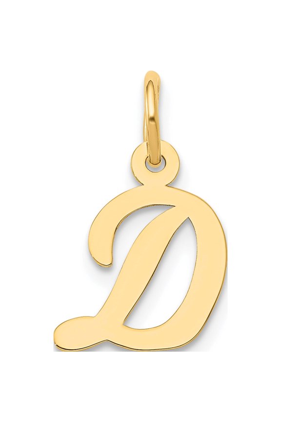 14K Yellow Gold Small Script Letter D Initial Charm (13.2 X 10.38) Made In United States yc658d