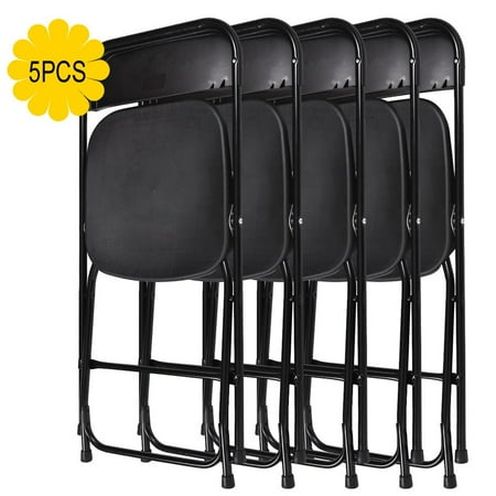 Stackable Wood Patio Chairs Ktaxon 5pcs Plastic Folding Chairs Stackable Patio Garden Wedding Party Event Furniture Chairs Black ()