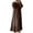 Brown, variant on ZANZEA Womens O-Neck Puff Long Sleeve Muslim Abaya Casual Loose Kaftan Long Dress With Belted