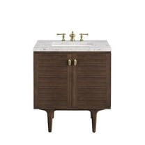James Martin Vanities 30" Single Vanity, Mid-Century Walnut w/ 3 CM Eternal Jasmine Pearl Top