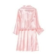 thumbnail image 2 of Swuxness Women Long Sleeve Casual Robes, Women's Long Robes, Women's Satin Soft Breathable Comfortable Casual Long Sleeve Sleepwear Robe Pink, M, 2 of 3