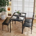 thumbnail image 2 of Yiwa 4-Piece Dining Table Set, Includes Upholstered Bench and 2 Chairs, Compact Kitchen Table Set for Apartment or Small Dining Area, 2 of 7