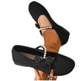 thumbnail image 5 of SuTry Women's Round Toe Flats Pearl Diagonal Strap Bow Decor Slip On Lightweight Comfortable Casual Walking Shoes(40), 5 of 9