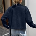 thumbnail image 5 of PRINxy Women's Long Sleeve Notch Lapel Full Zip Cropped Jacket with Faux Suede and Chest Pockets for Fall Winter Casual Navy S, 5 of 7