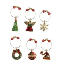 Christmas Wine Glass Rings Made of Zinc Alloy in Assorted Colors for Decor 6 Pieces