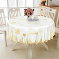 thumbnail image 5 of Nanqianyi Gold Snowflake Christmas Tablecloth Round 60 Inch, Waterproof Wrinkle White Table Cover for Party Dinner XMAS Decoration, 5 of 10