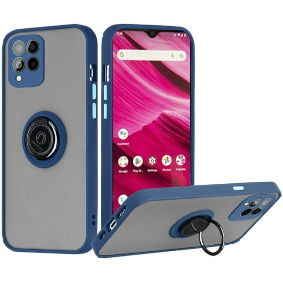 For T-Mobile REVVL 6x Pro 5G TMRV06P5G O-Ring Kickstand Cover Cell Case - Blue