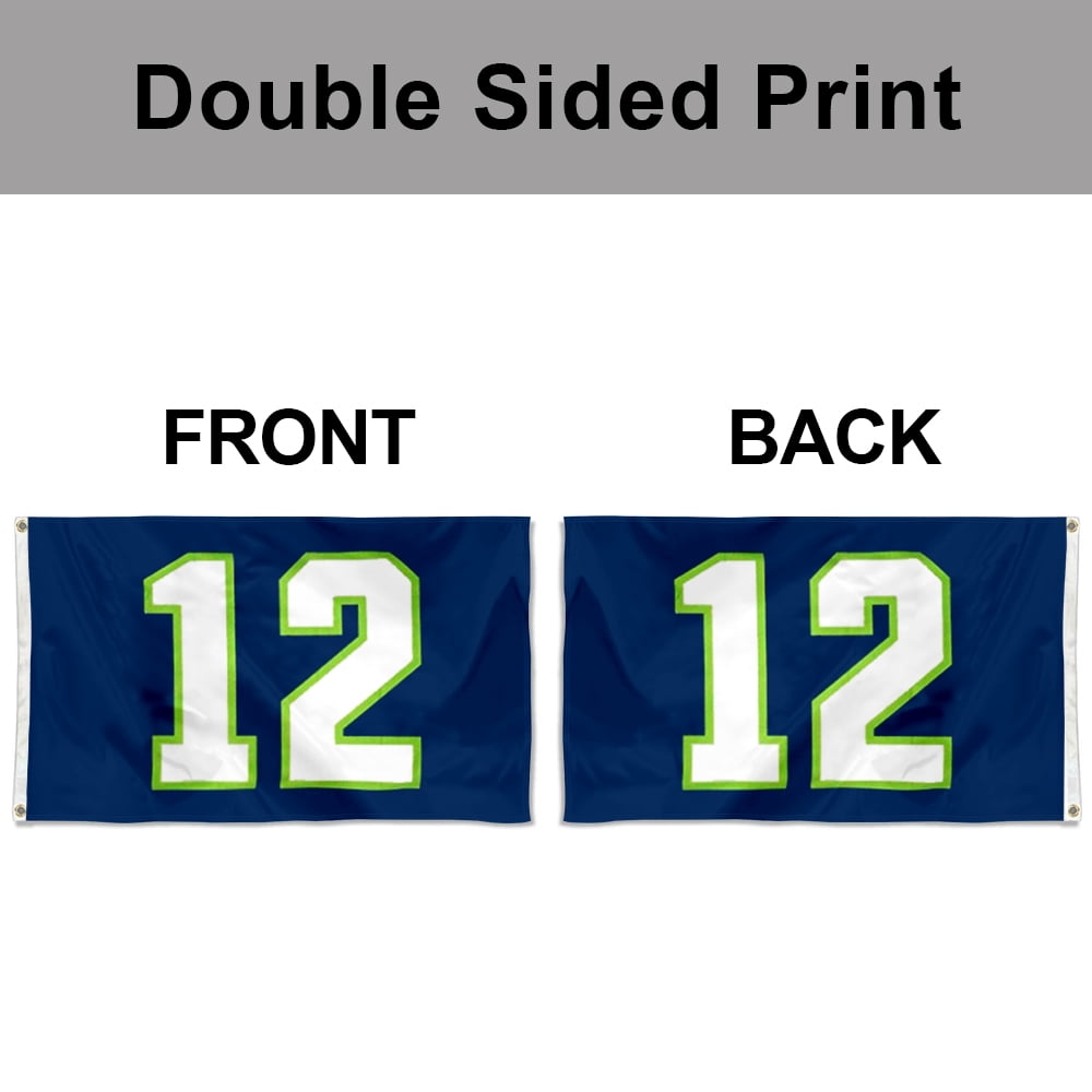Dutern Double Sided 12th Man Blue Flag Banner 3 Ply with Brass Grommets 3x5 Feet