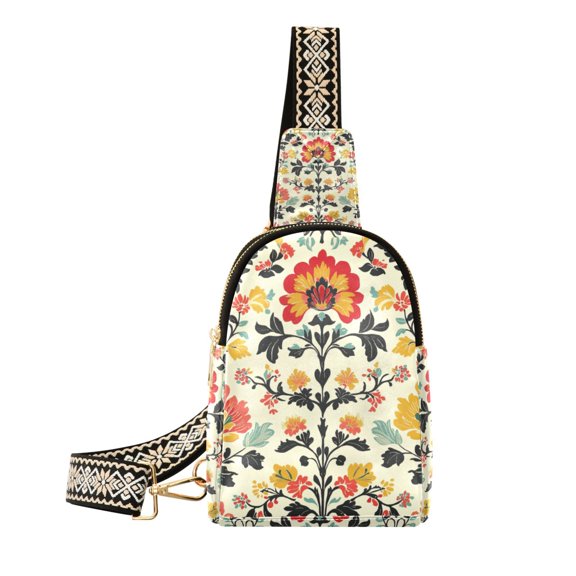 FORMRS Womens Crossbody Sling Bag Travel Daypack Shoulder Chest Backpack, Beige Floral