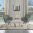 thumbnail image 5 of Kithkasa Swivel Desk Task Chair No Wheels, Solid Back Velvet Wood Legged, Set of 2, Grey, 5 of 8