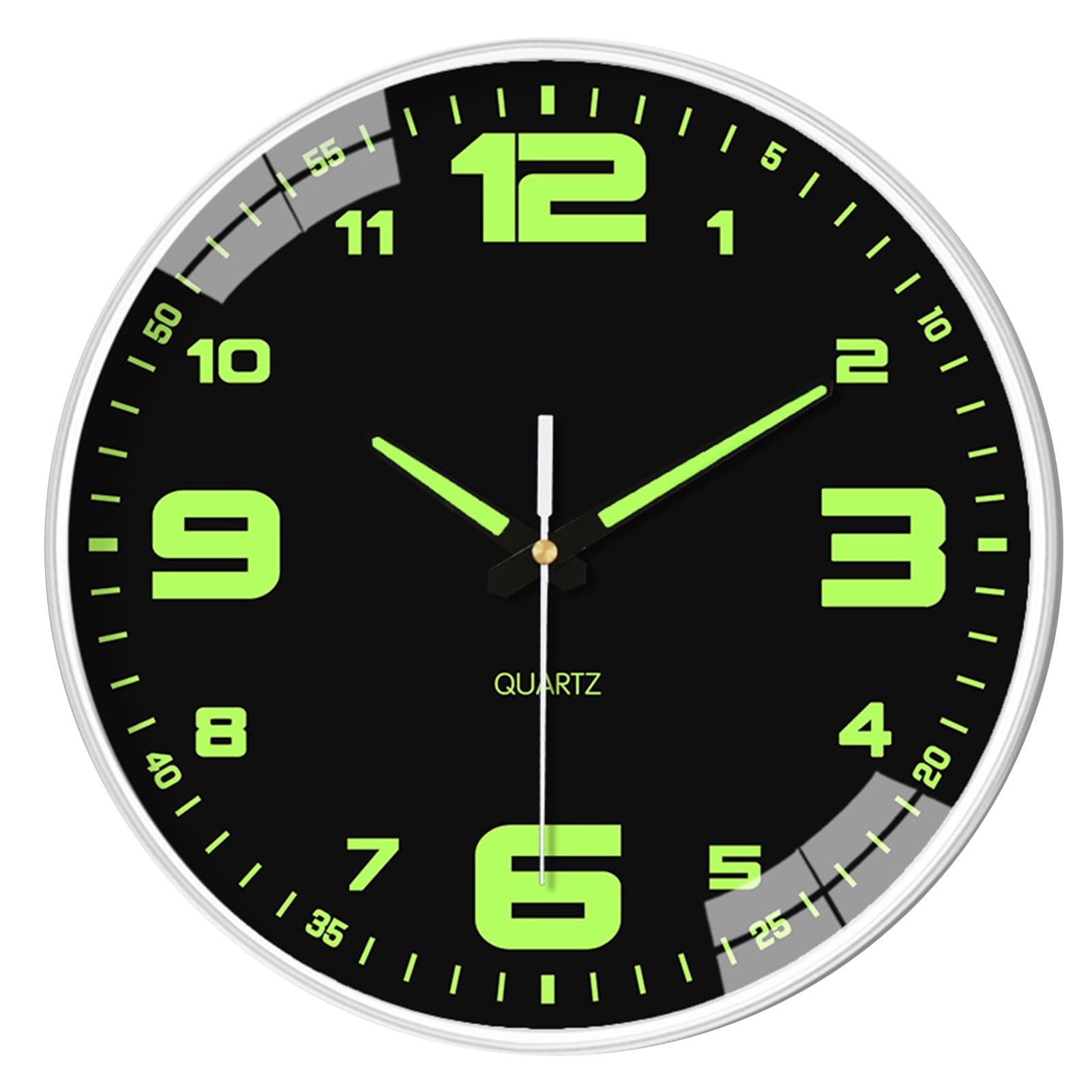 Glow in The Dark Wall Clock 12 Inch, Large Dial, Battery Operated, 30cm Wall Hanging, Luminous