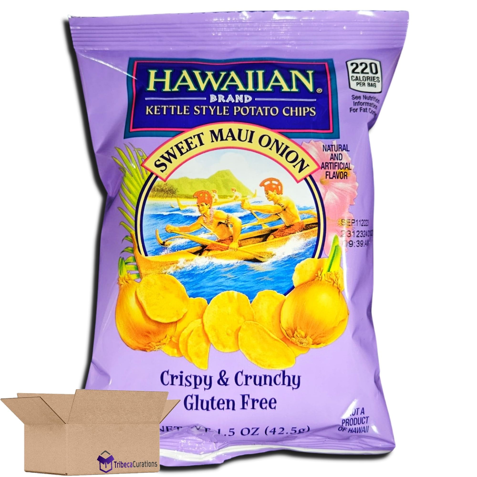 Hawaiian Kettle Style Potato Chips Value Pack | Sweet Maui Onion   1.5 Ounce Bag | Pack of 24