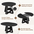 thumbnail image 6 of Hawsaiy 43.3-59 in Extendable Oval Dining Table for 4-6, Space-Saving Round Kitchen Table with Hidden Leaf Storage & Bottom Shelf for Small Space, Black, 6 of 10