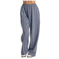 thumbnail image 2 of felwors Women's Wide Leg Sweatpants Elastic High Waist Straight Leg Sweatpants Teen Girl Baggy Sweatpants with Pockets (Grey, S), 2 of 8