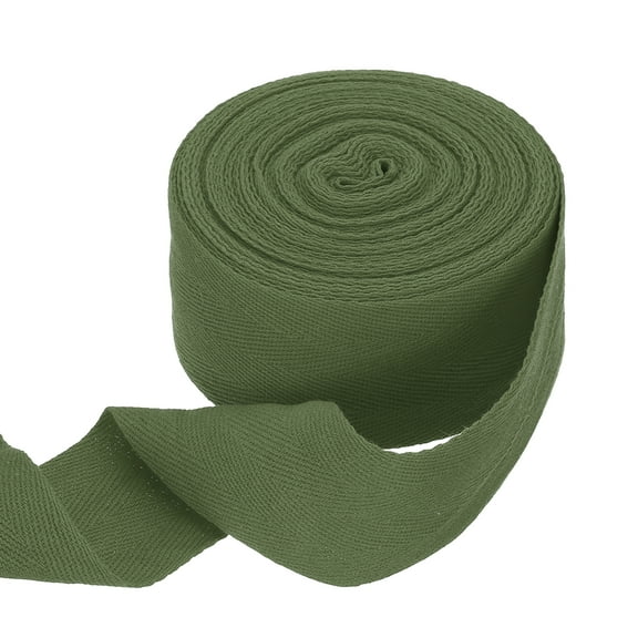 Uxcell Cotton Twill Tape Ribbon 2" 11 Yard Herringbone Webbing Tape, Army Green