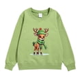 thumbnail image 3 of Crewneck Sweatshirt Childrens Reindeer Snowflake Fleece Crew Neck Long Sleeve Hoodless Top Light Green 12-13 Years, 3 of 4