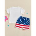 thumbnail image 4 of vera natura Toddler Boys 4th of July Shorts Sets Short Sleeve Letter Embroidery Tops Star Stripe Print Shorts Sets, 4 of 9